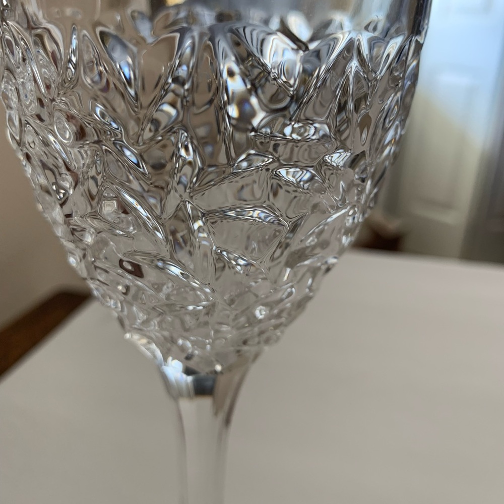 Polish crystal rain drop design wine glasses with multi  faceted stems - Picture 2 of 5